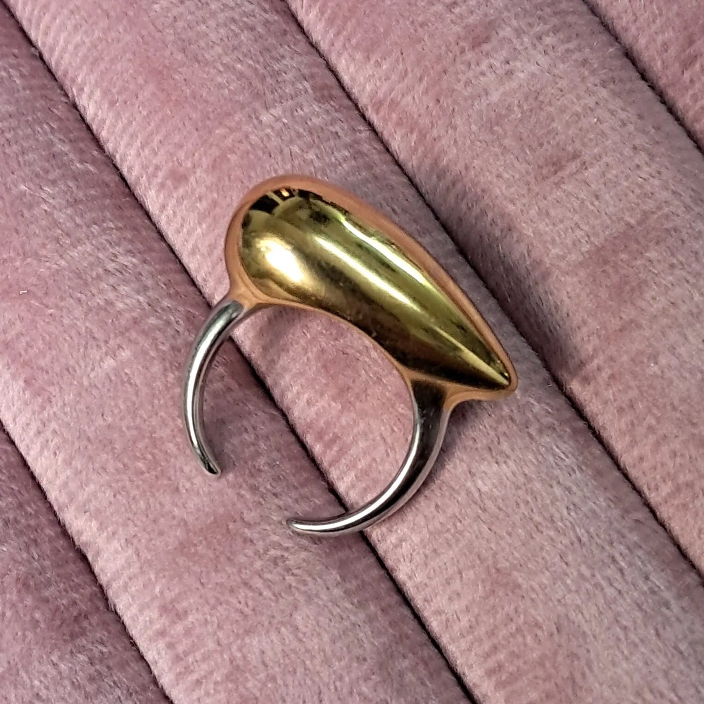 Dual-Tone Teardrop Open Statement Ring