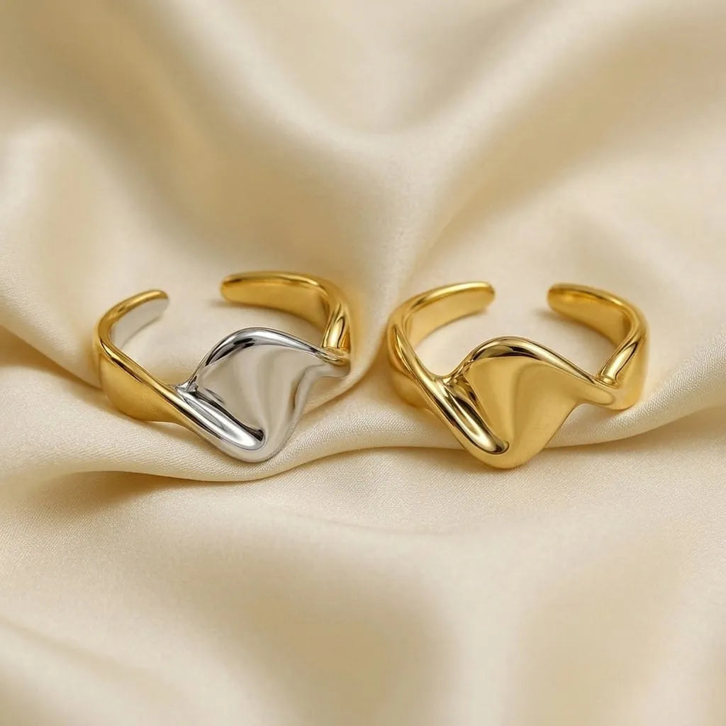 Dual-Tone Wave Cuff Ring