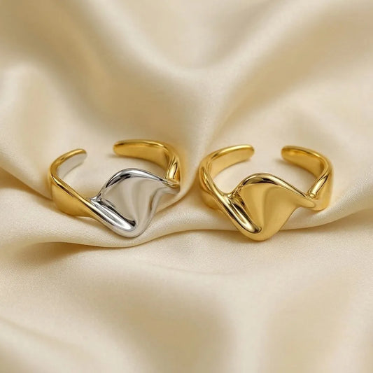 Dual-Tone Wave Cuff Ring