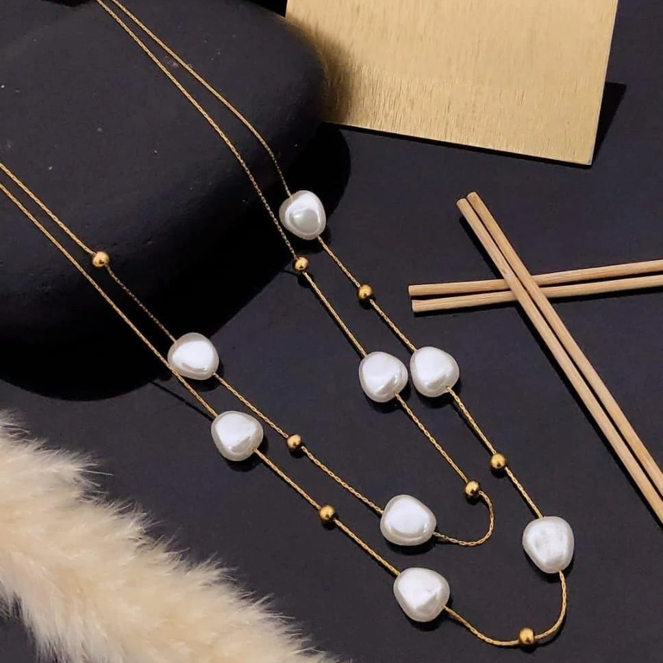 Elara Pearl Cascade Layered Necklace