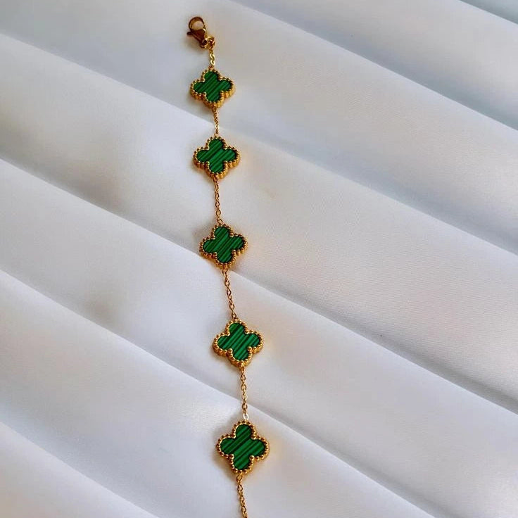 Emerald Bloom Clover Bracelet (Mini)