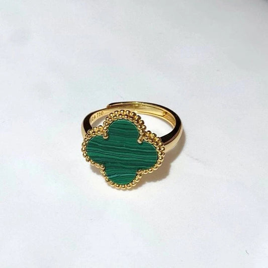 Emerald Clover Gold Ring