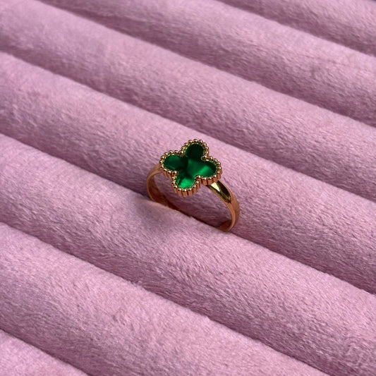 Emerald Clover Gold Ring