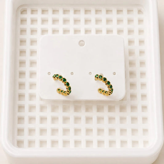 Emerald Glow Huggie Earrings