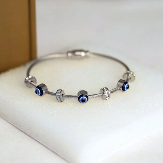 Evil Eye Silver Charm Kada
