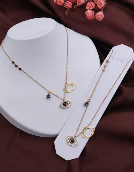 Evil Eye Gemstone Gold Necklace