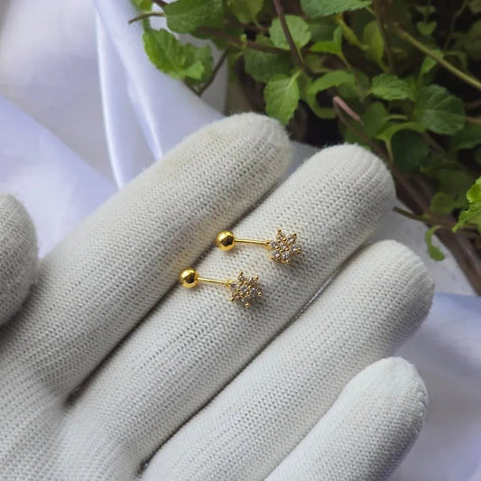Floral Crystal Gold Ear Piercing