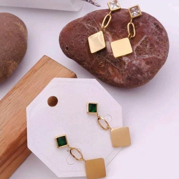 Geometric Charm Drop Earrings