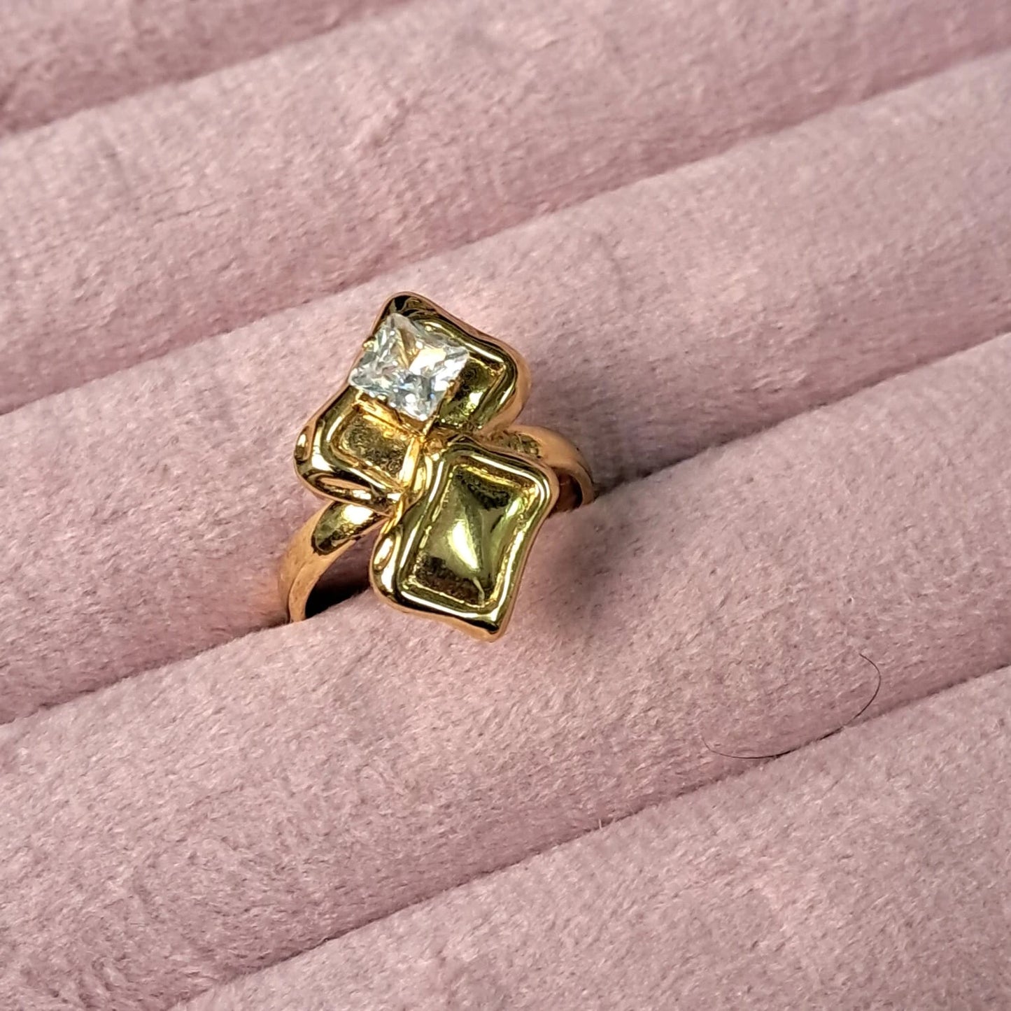 Geometric Double Stone Statement Ring