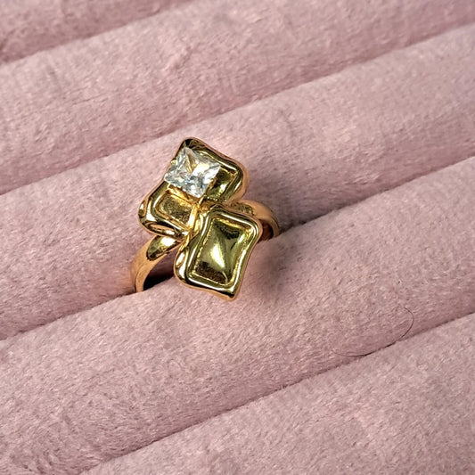 Geometric Double Stone Statement Ring