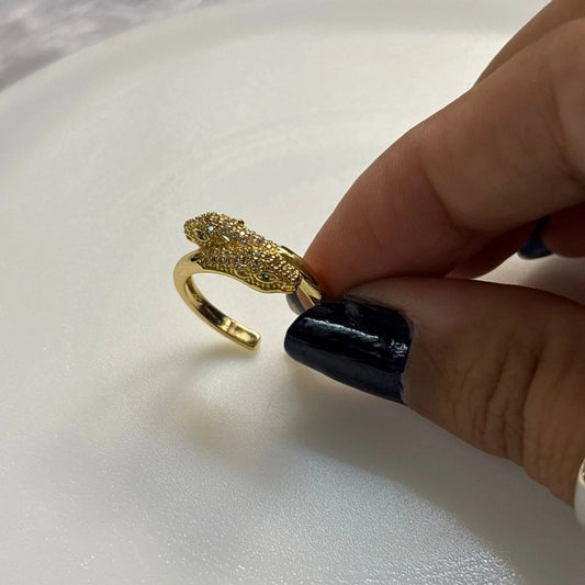 Gilded Panther Crystal Ring