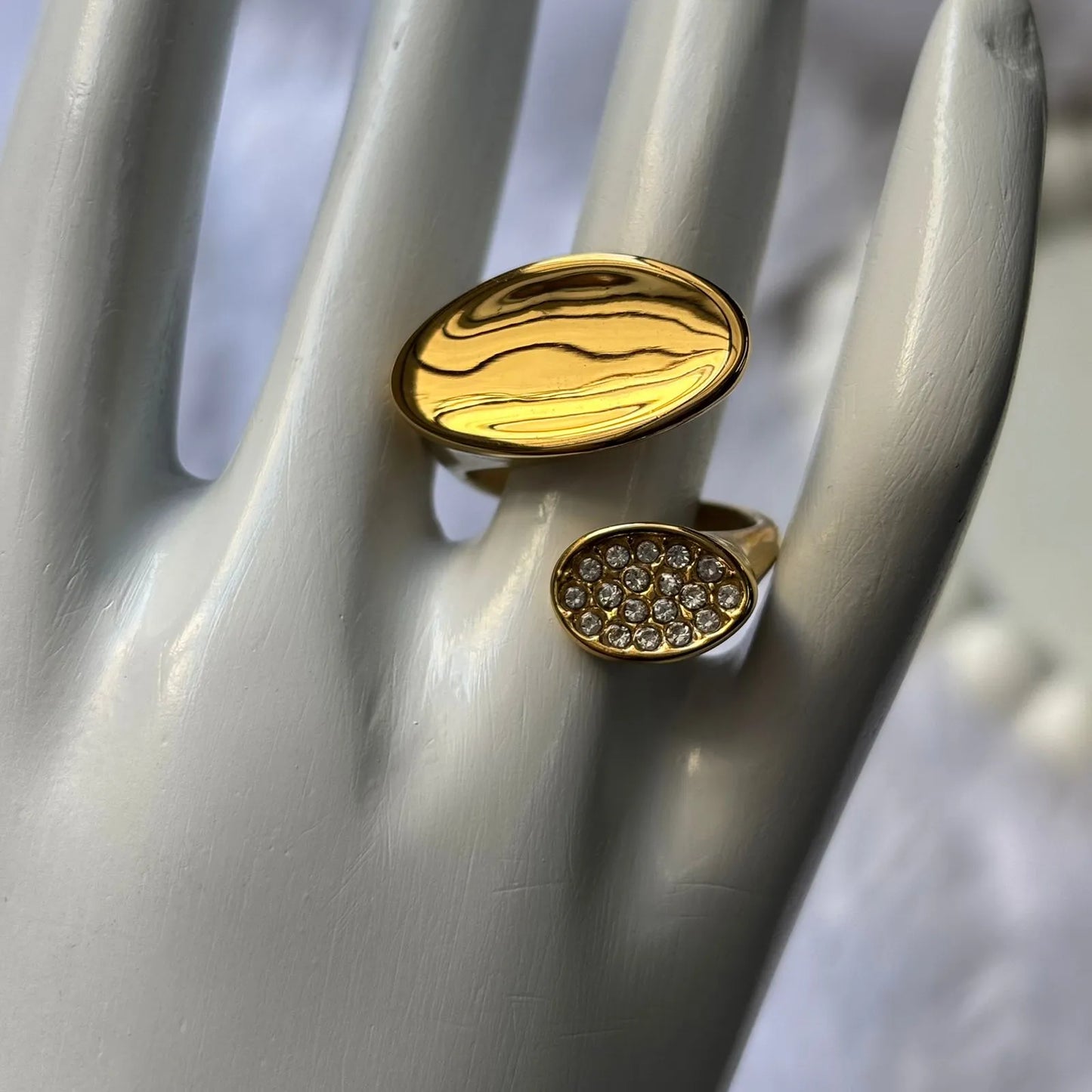 Modern Dual-Finish Adjustable Anti-Tarnish Ring