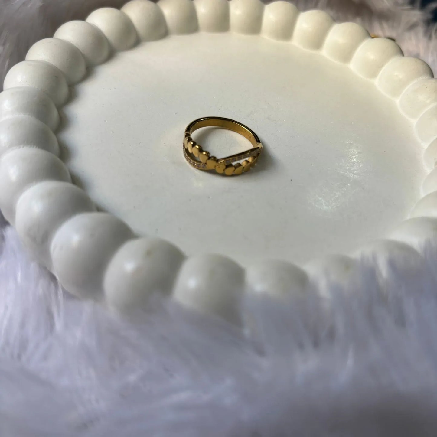 Golden Ripple Band Anti-Tarnish Ring