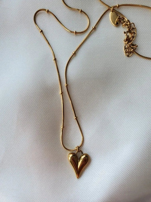 Gold Heart Shaped Pendant Necklace