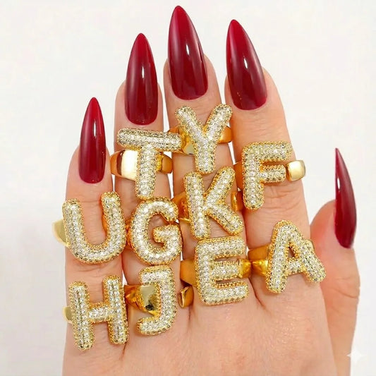 Gold Initial Letter Statement Ring