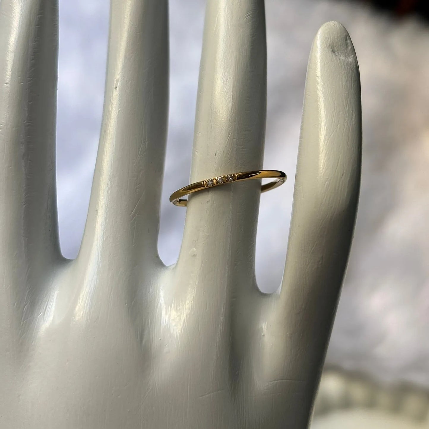 Golden Minimal Sparkle Anti-Tarnish Ring