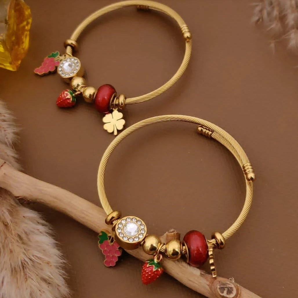 Golden Berry Clover Charm Kada