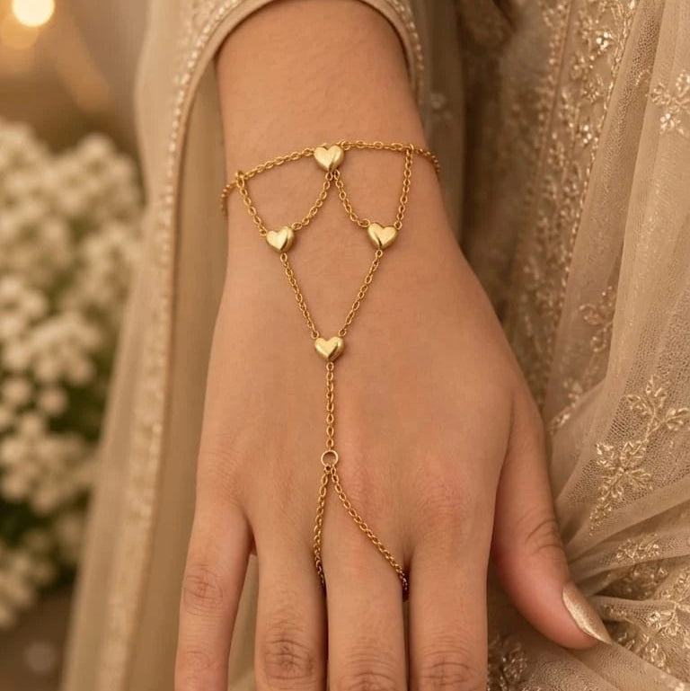 Golden Heart Charm Hath Panja