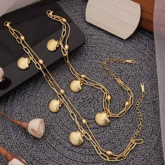 Golden Shell Layered Bracelet