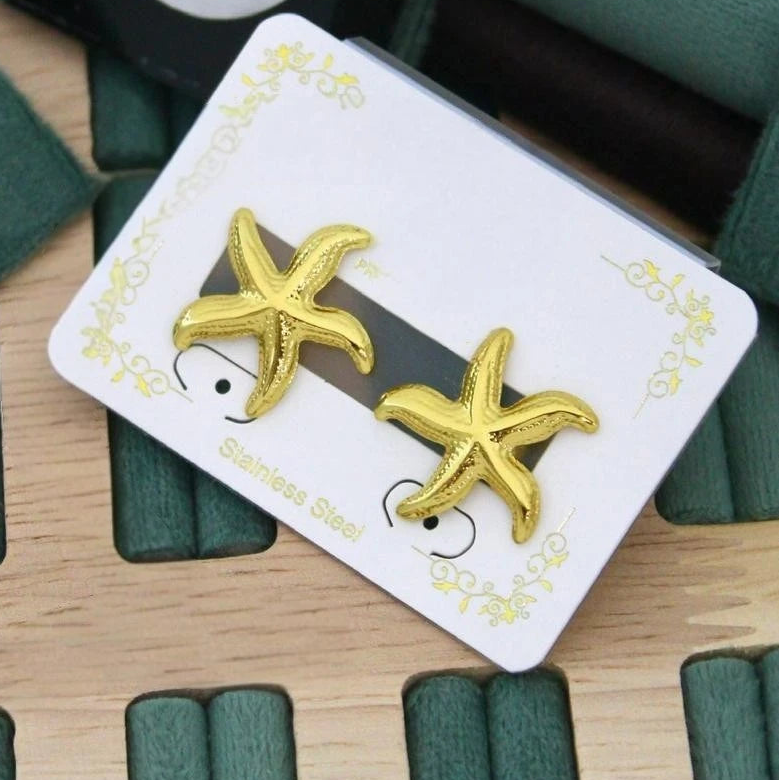 Golden Starfish Stud Earrings