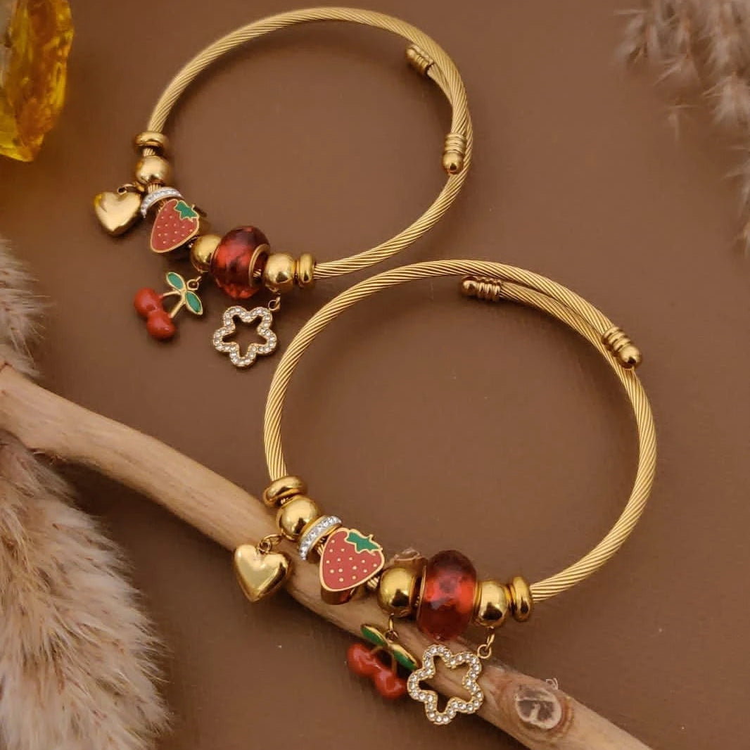 Golden Strawberry Blossom Charm Kada