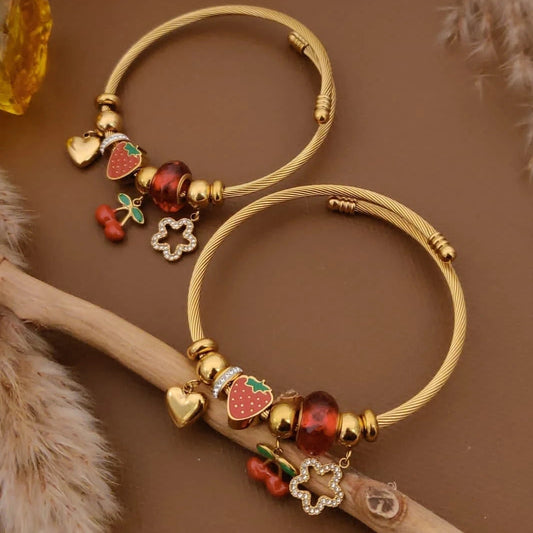 Golden Strawberry Blossom Charm Kada