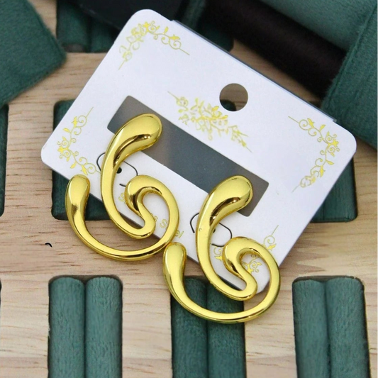 Golden Swirl Statement Earring