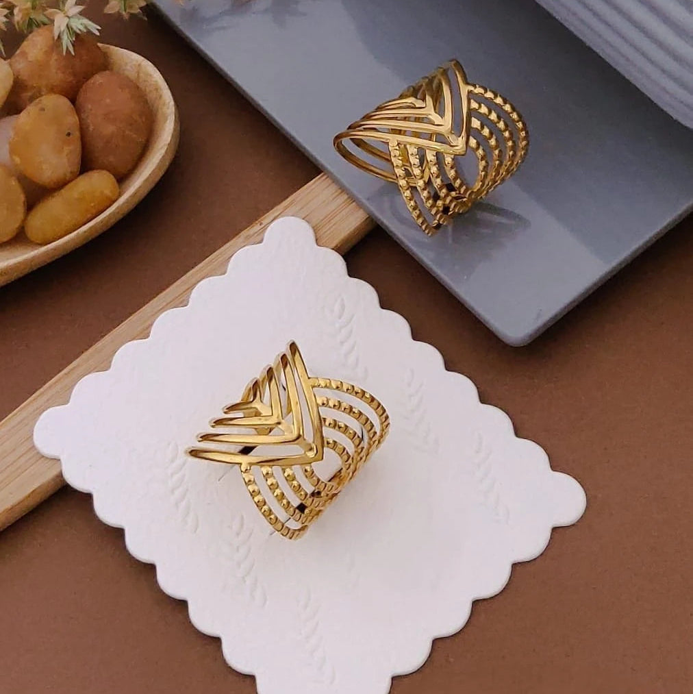Golden Aurora Chevron Statement Ring