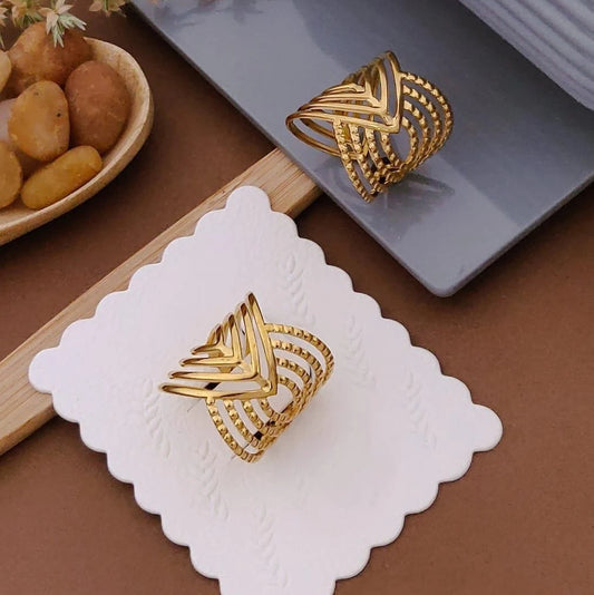 Golden Aurora Chevron Statement Ring