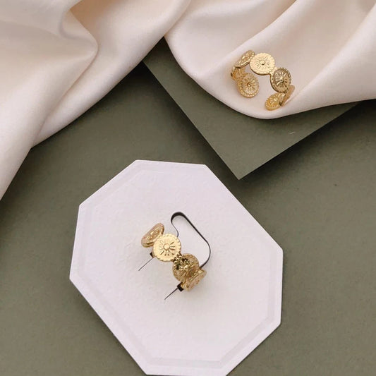 Golden Blossom Disc Adjustable Ring