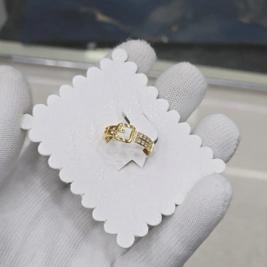 Golden Buckle Crystal Band Ring