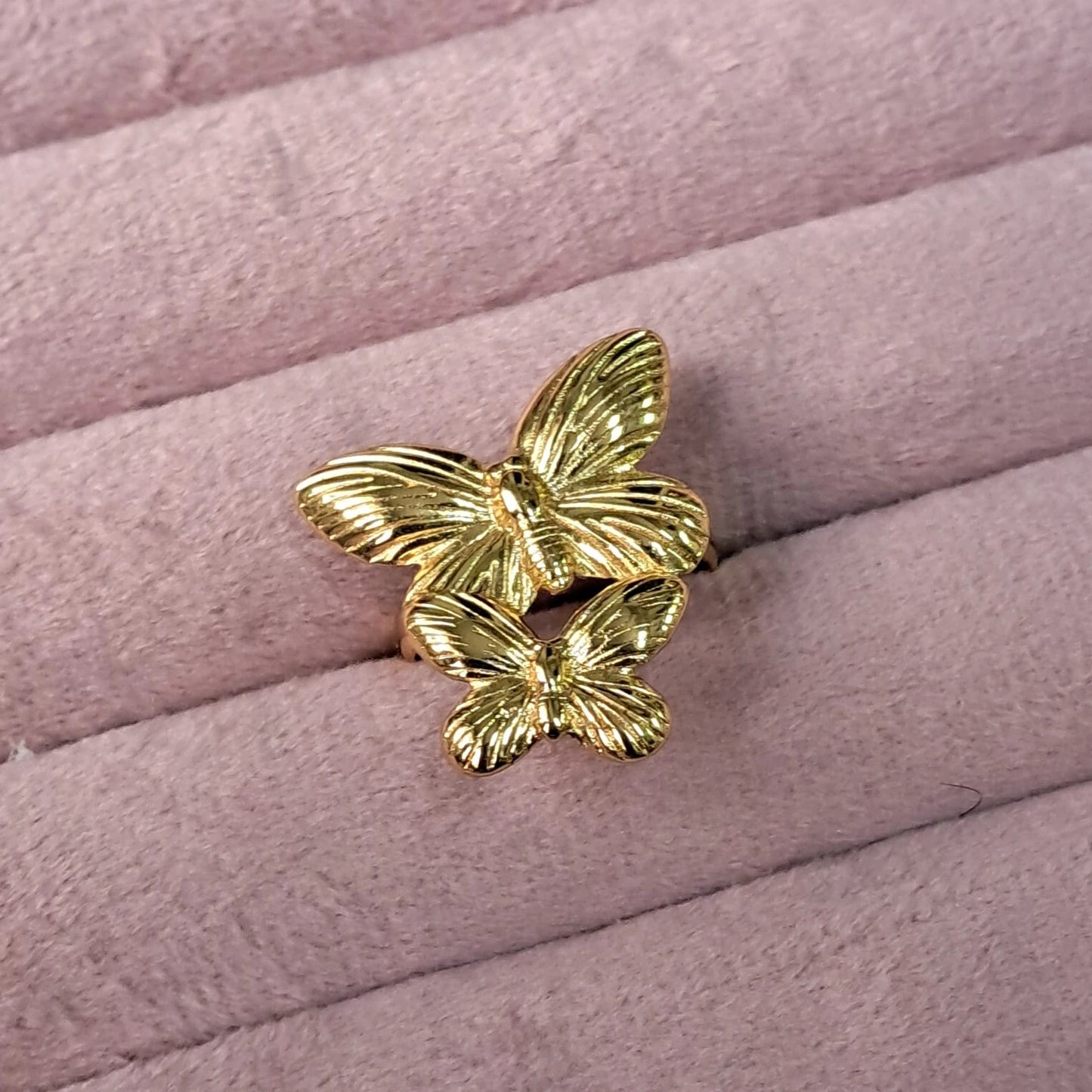 Golden Butterfly Duo Ring