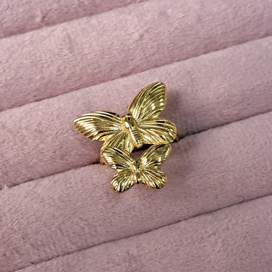 Golden Butterfly Duo Ring