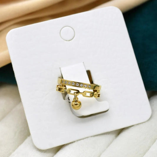 Golden Chain Charm Crystal Ring