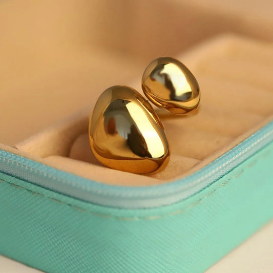 Golden Dual Oval Dome Ring