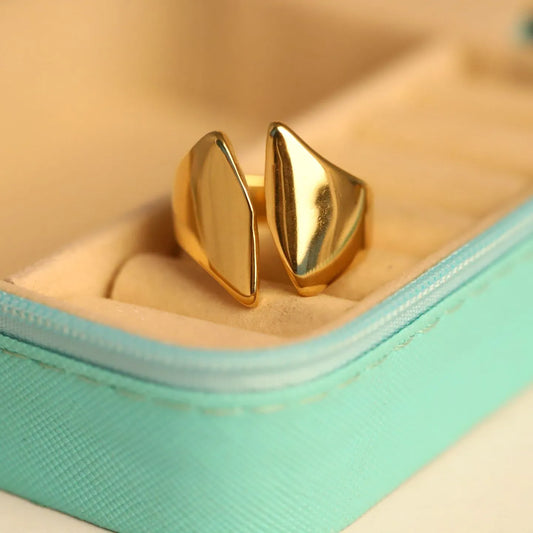Golden Dual Shell Statement Ring