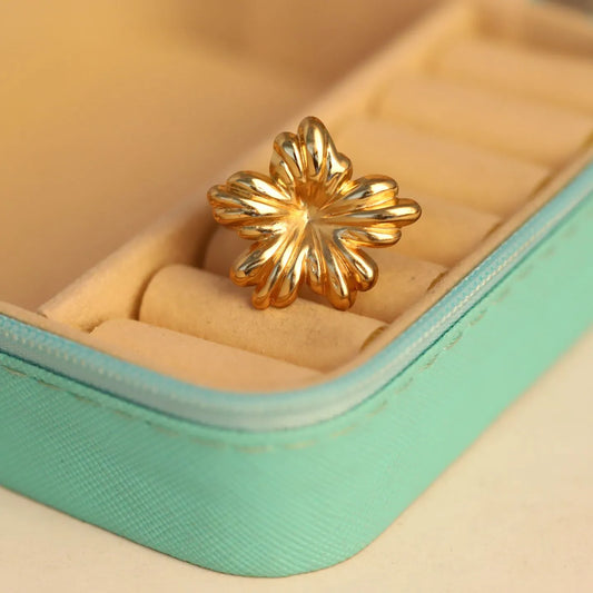 Golden Fluted Blossom Ring
