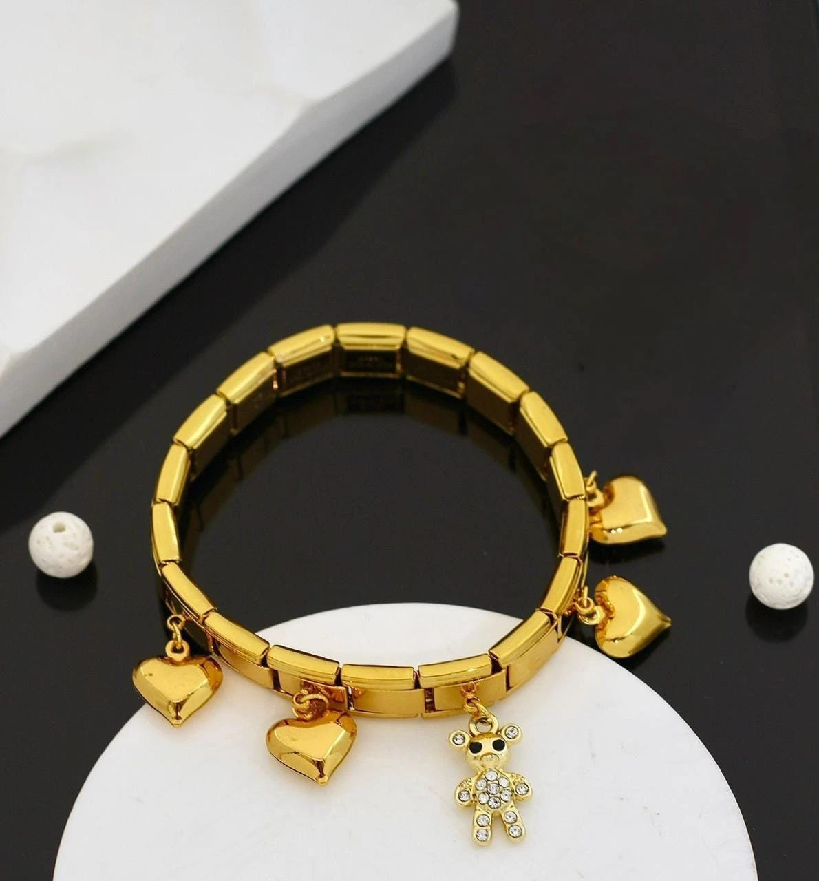 Golden Heart & Teddy Charm Kada