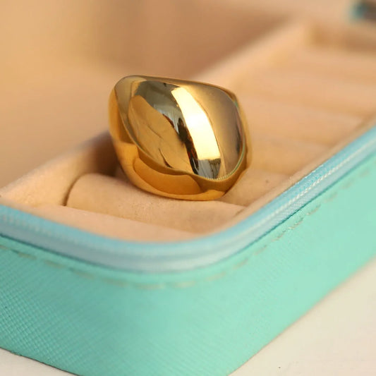 Golden Mirror Dome Statement Ring