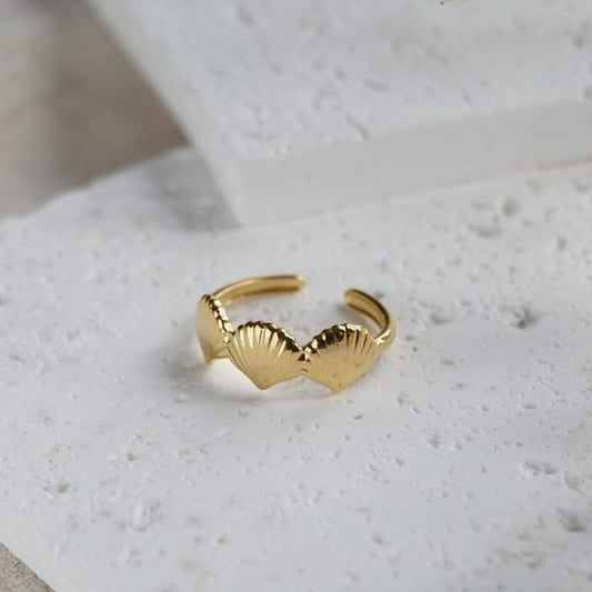 Golden Shell Heart Ring