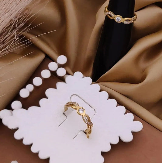 Golden Twist Crystal Accent Ring
