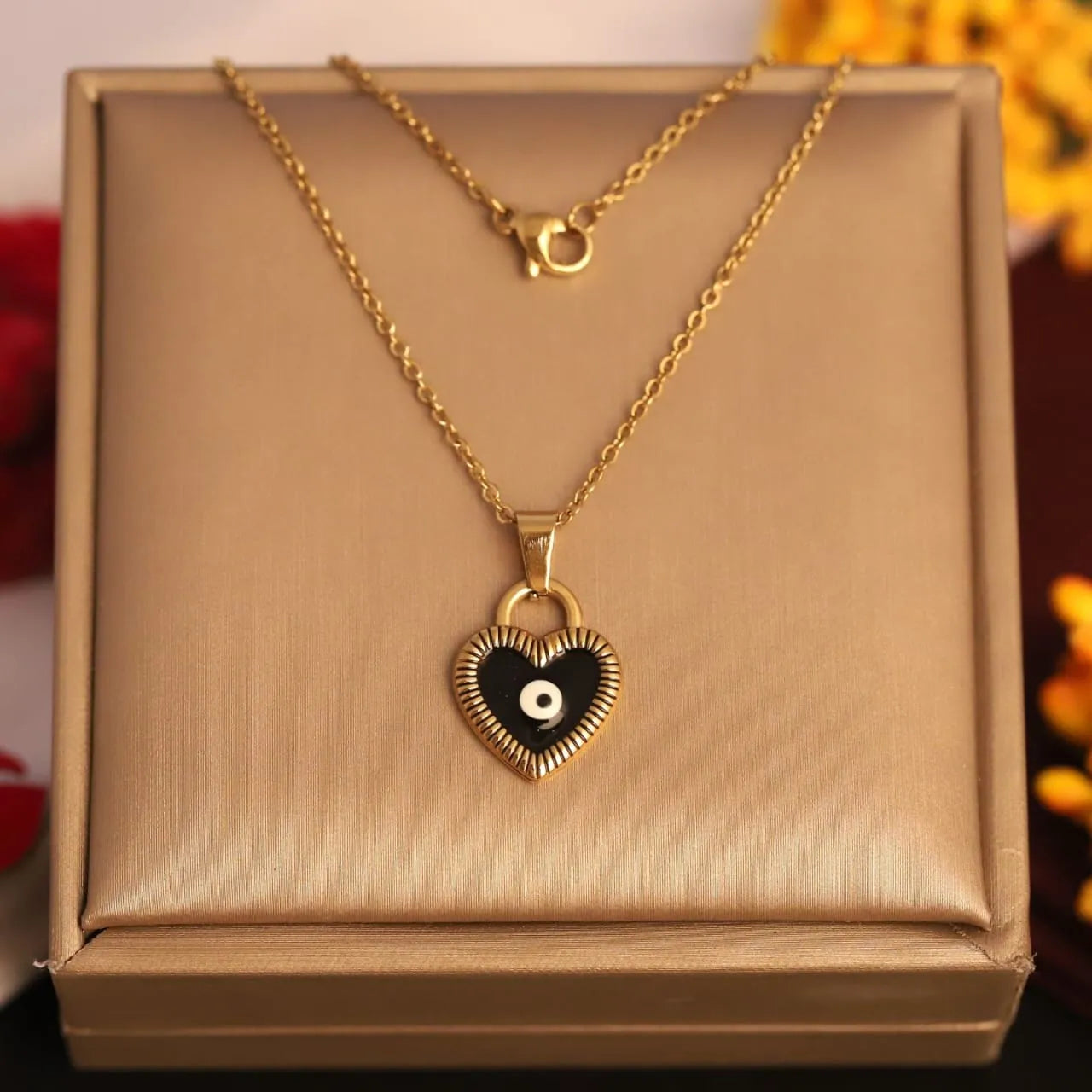 Heart Eye Gold Necklace