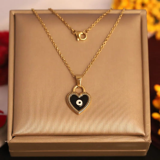 Heart Eye Gold Necklace