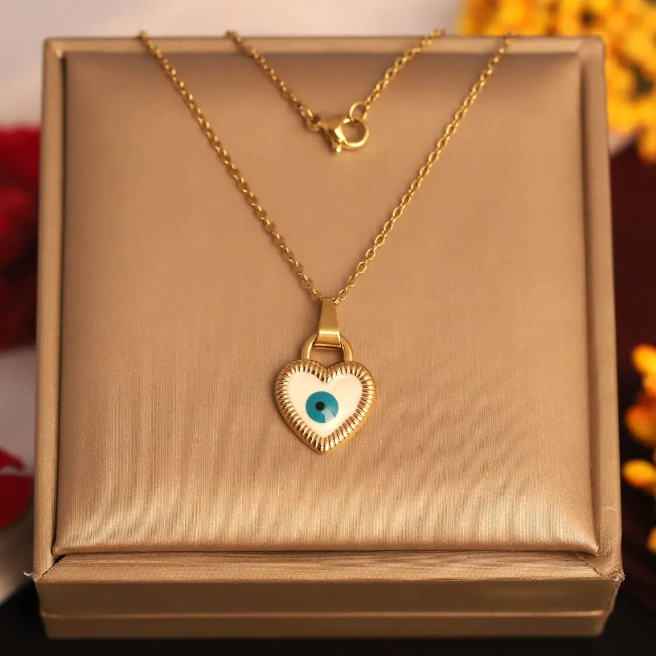 Heart Eye Gold Necklace