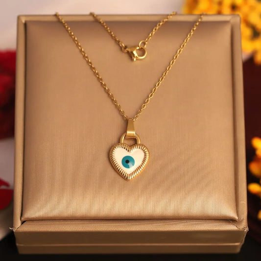 Heart Eye Gold Necklace