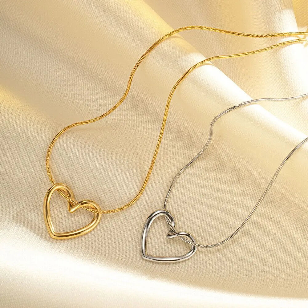 Intertwined Gold Silver Heart Necklace