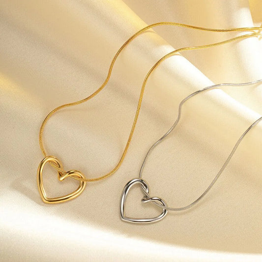 Intertwined Gold Silver Heart Necklace