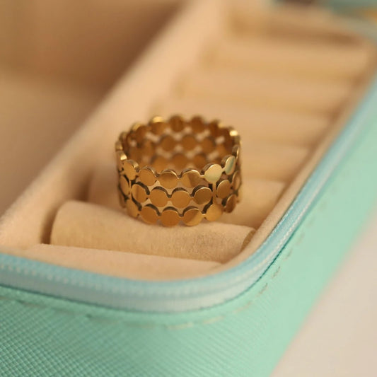 Honeycomb Disc Band Ring