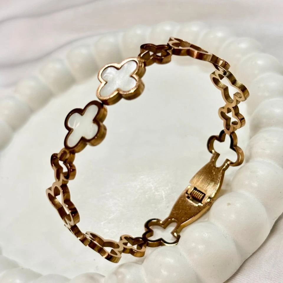Ivory Clover Rose Gold Kada