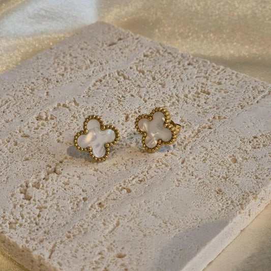 Ivory Clover Stud Earrings (mini)
